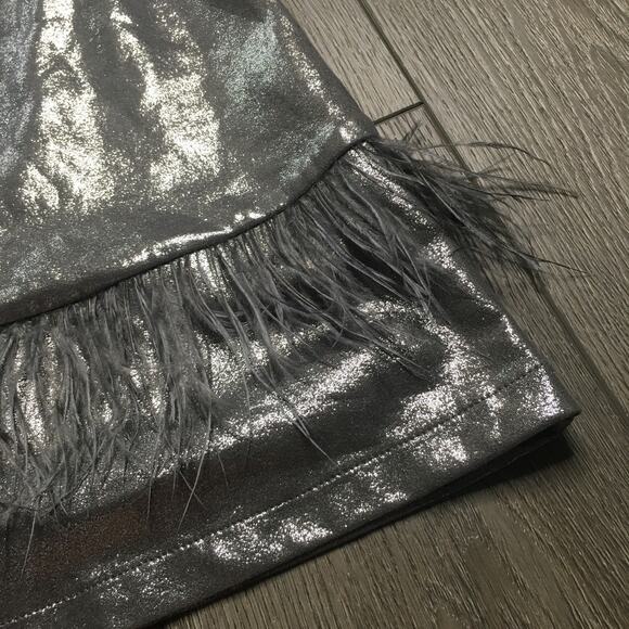 NWT Imoga Feather Trim Sparkle Silver Metallic Kamryn Girls Dress Size 7 - Picture 3 of 8